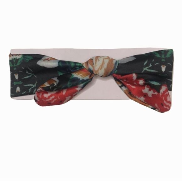 BABY Girls Tie Knot Black Floral Print Headband - Picture 1 of 4